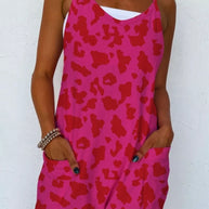Red Leopard Sleeveless Romper