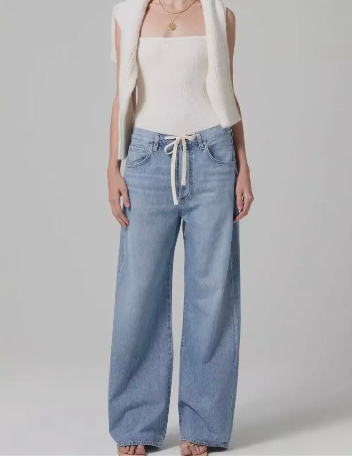 Drawstring Denim Jeans