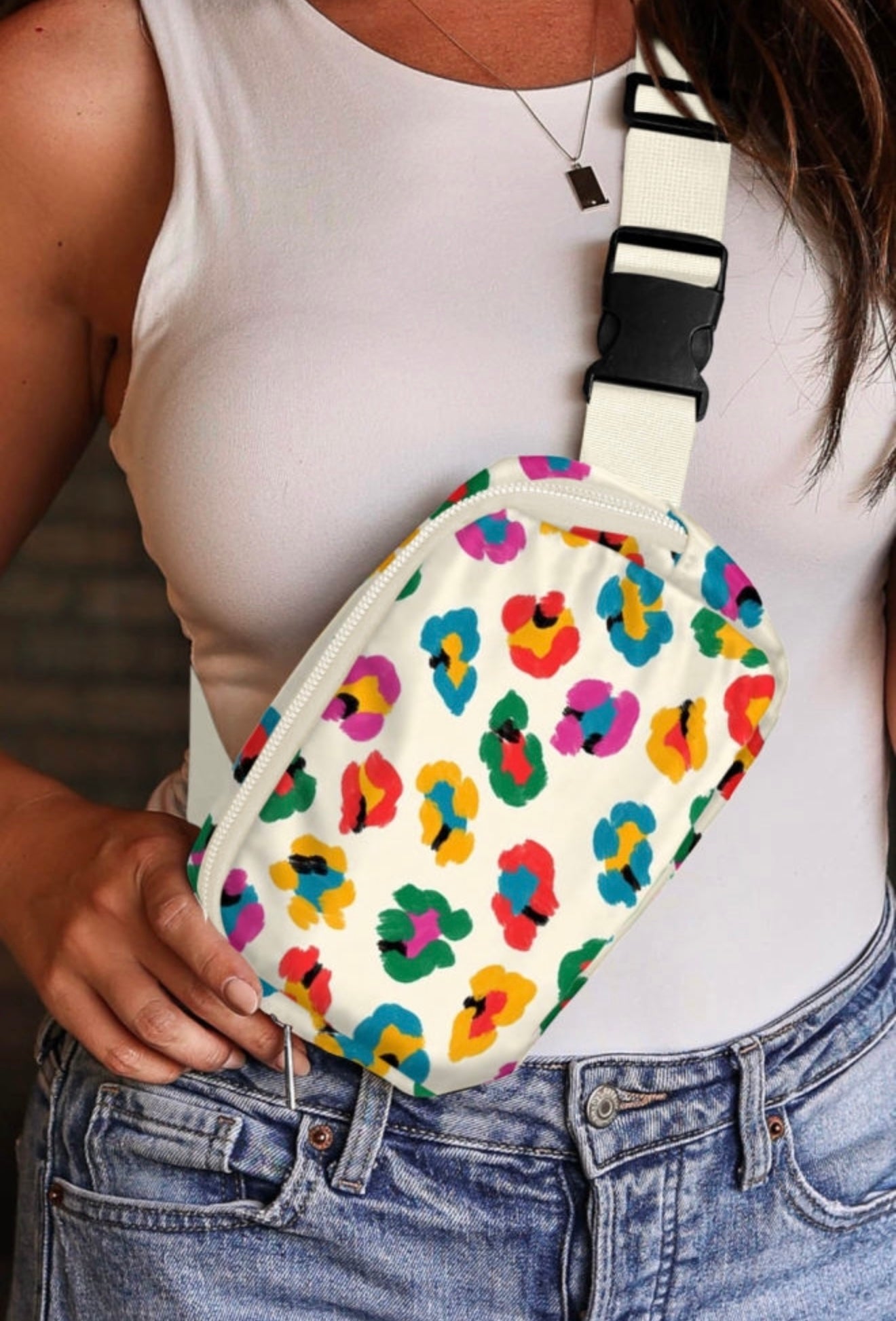 Colorful Leopard Print Crossbody Bag