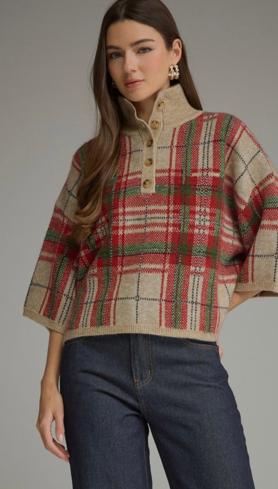 Entro Holiday Plaid Sweater