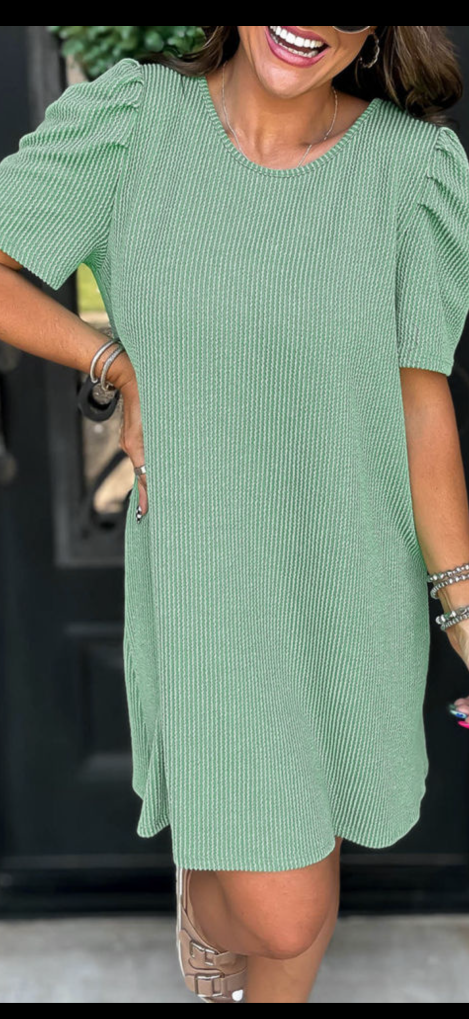 Mint Ribbed Shift Dress
