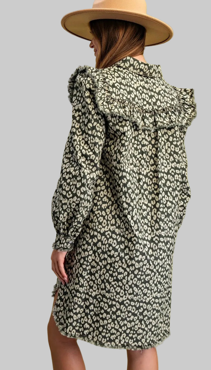 Wild About You Leopard Denim Dress
