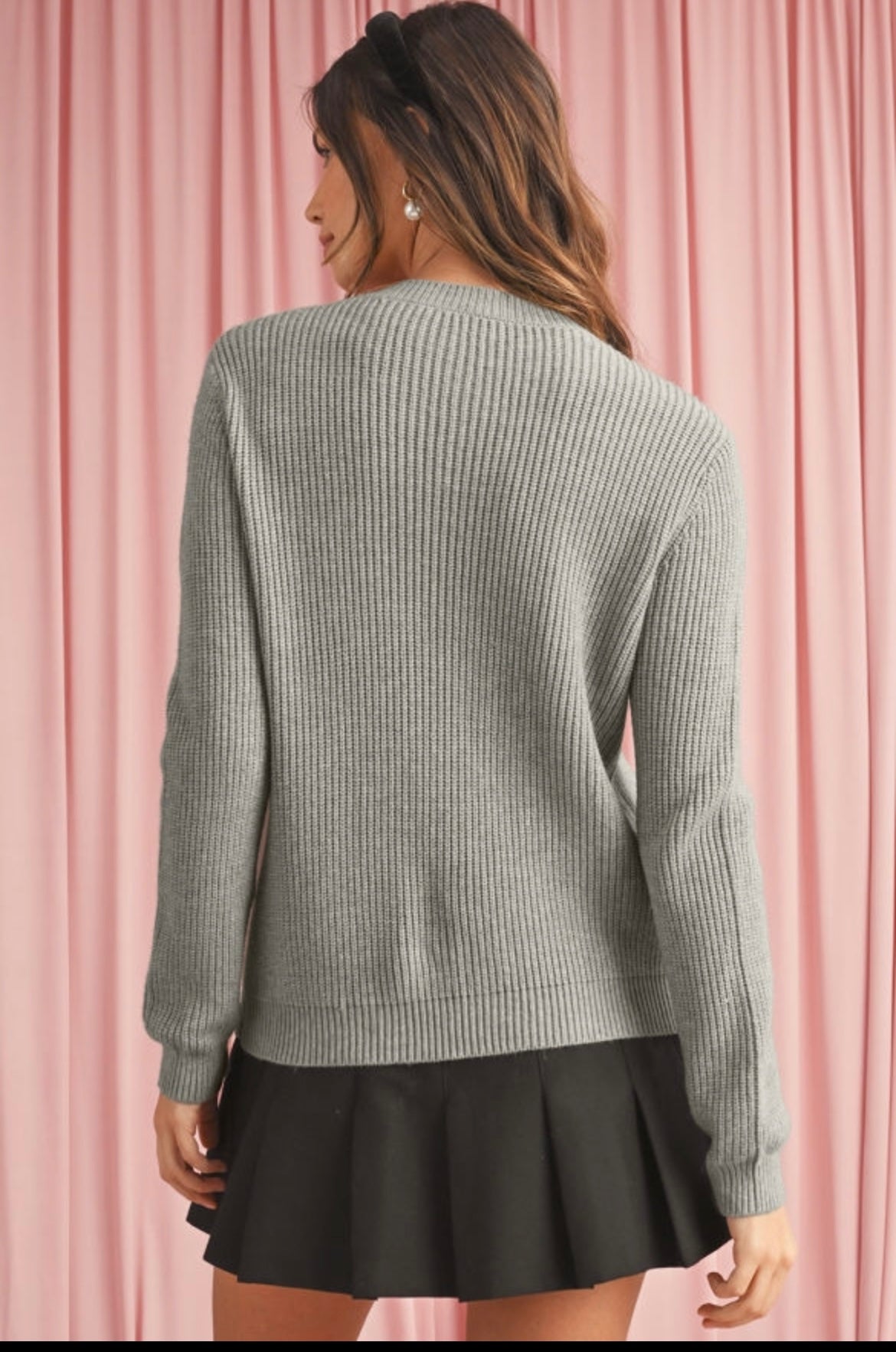 Gray Bow Tie Cardigan