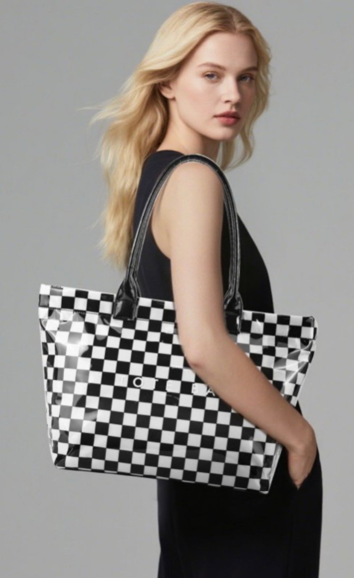 Checkered Waterproof Tote Bag