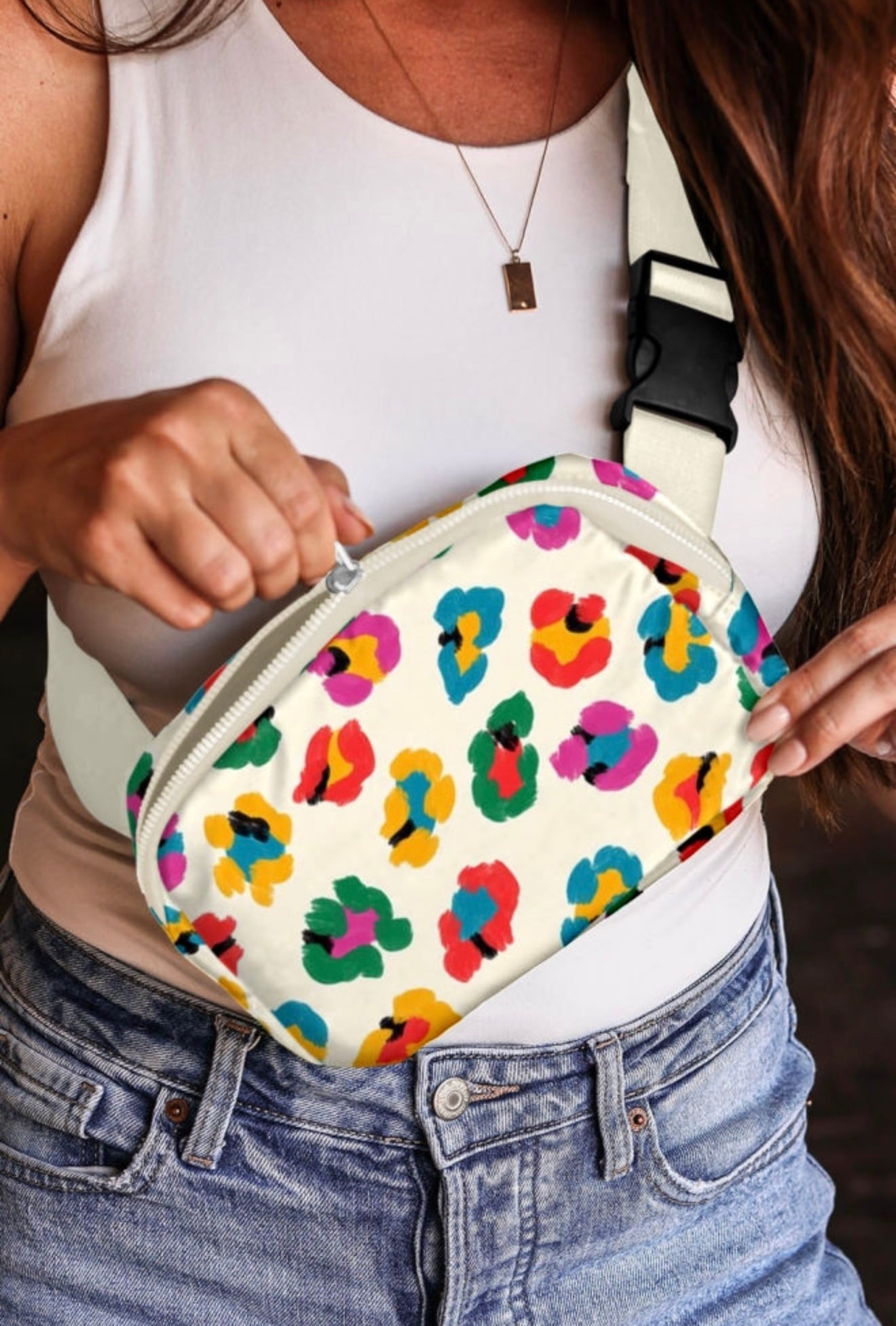 Colorful Leopard Print Crossbody Bag