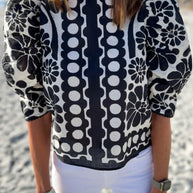 Black Floral Button Up Blouse