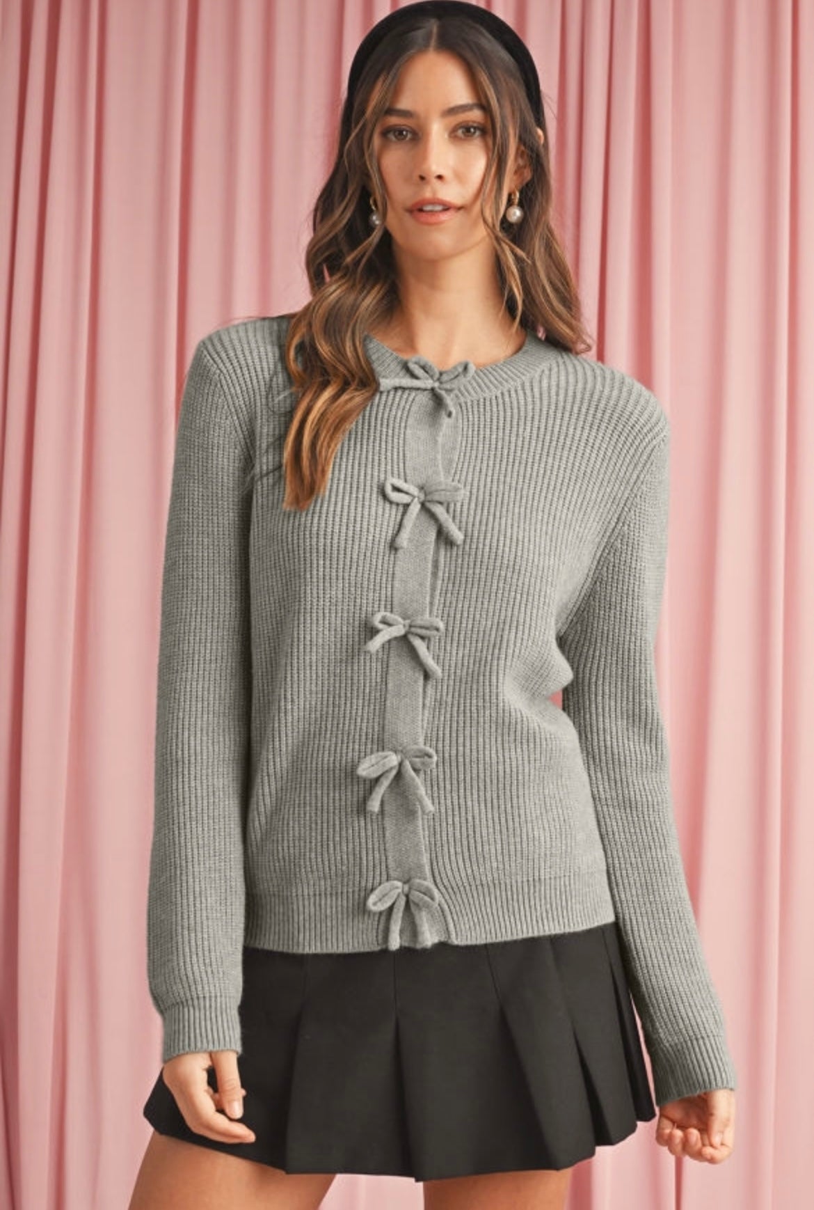 Gray Bow Tie Cardigan