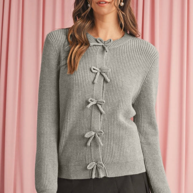 Gray Bow Tie Cardigan