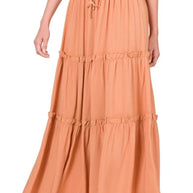 Light Weight Tiered Ruffle Maxi Skirt