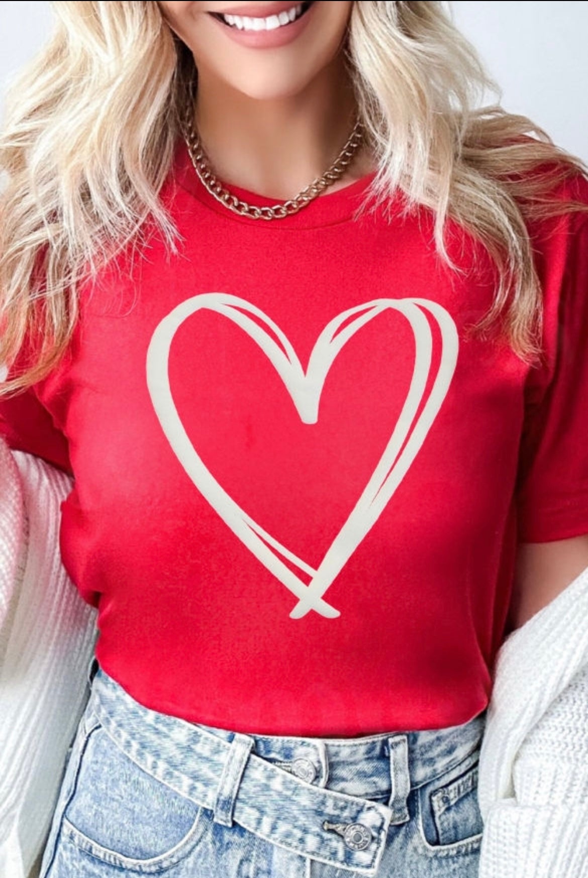 Red Double Heart Crewneck Tee