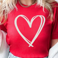 Red Double Heart Crewneck Tee