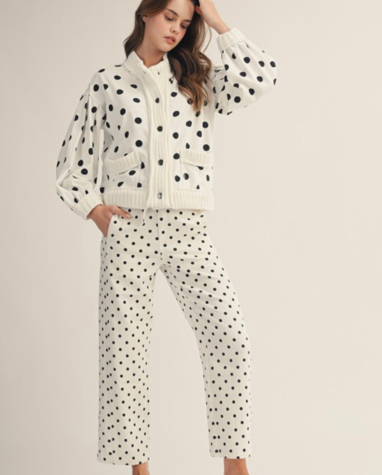 White Polka Dot Ankle Pants