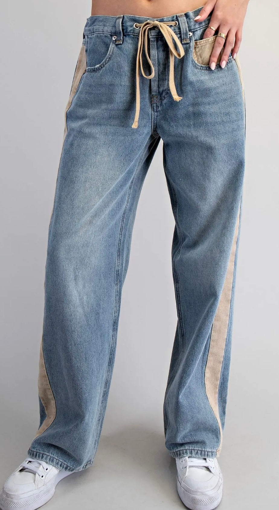 Tan Accented Jeans With Tie from Eesome