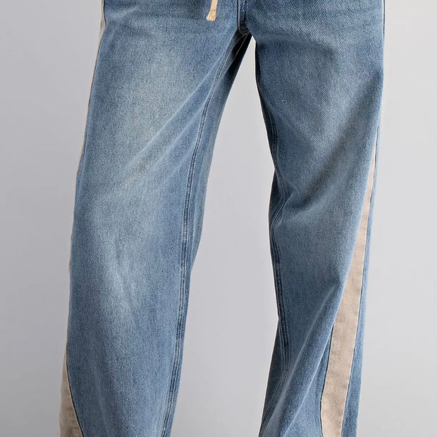 Tan Accented Jeans With Tie from Eesome