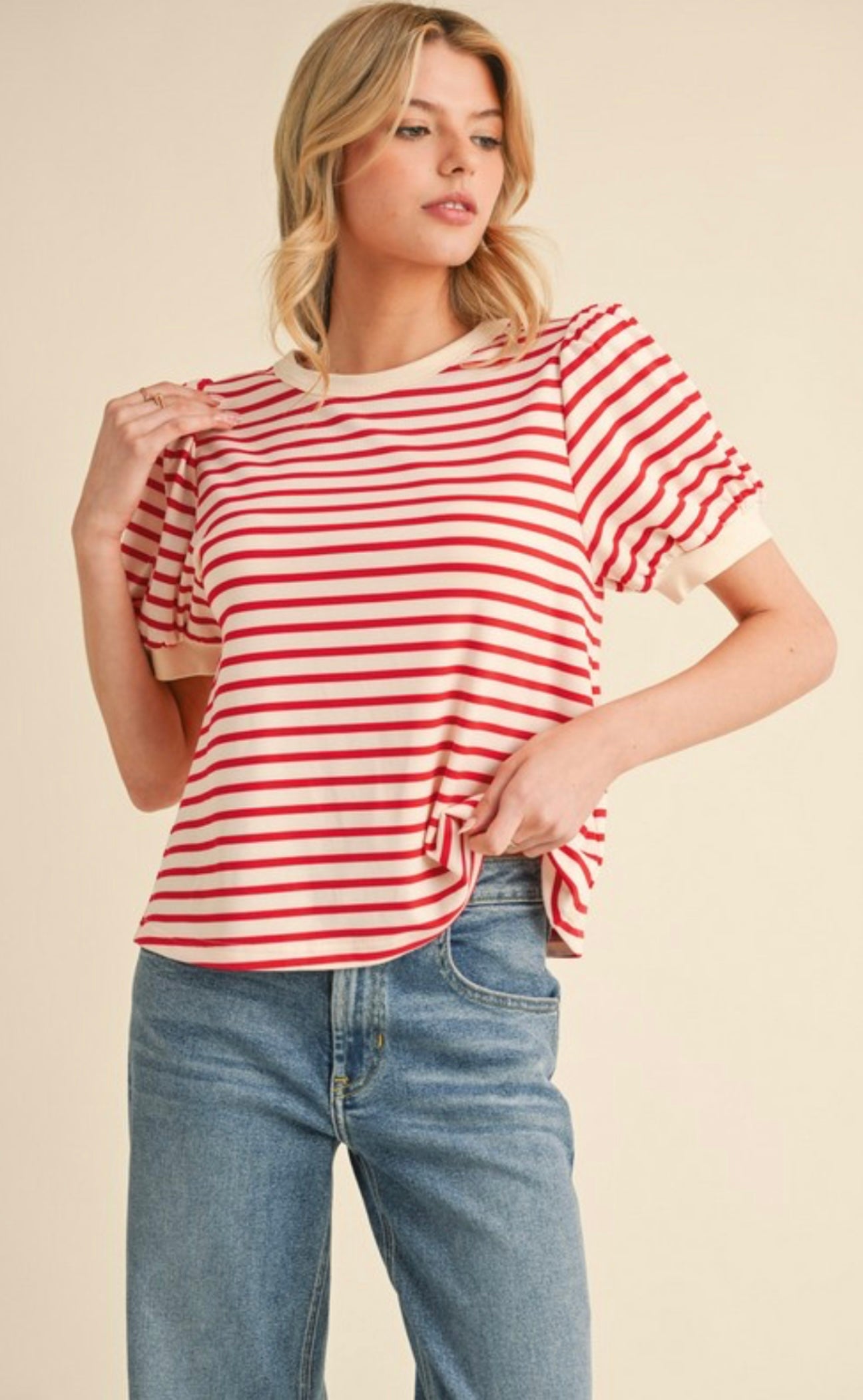 Cherry Striped Every Day Top