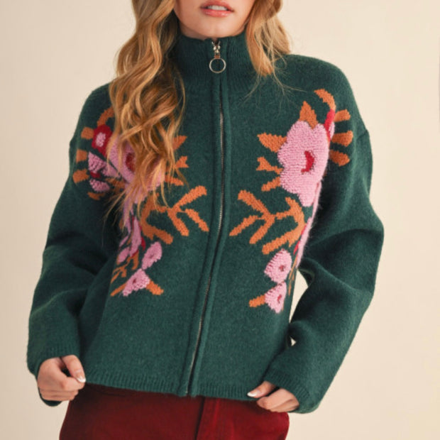 Pine Blossom Zip Cardigan