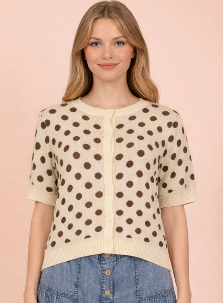Mocha Dot Darling Cardigan