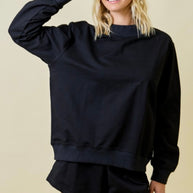 Mock Neck Terry Sweatshirt with Oversized Neck Band