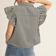 Denim Black and White Striped Vest