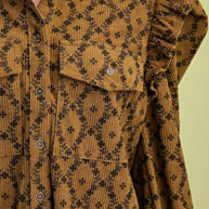 Autumn Ember Ruffle Corduroy Button Down