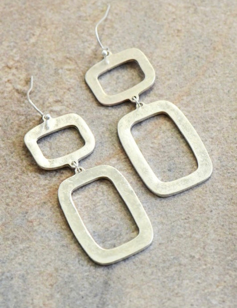 Hammered Metal Drop Earrings