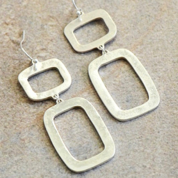 Hammered Metal Drop Earrings