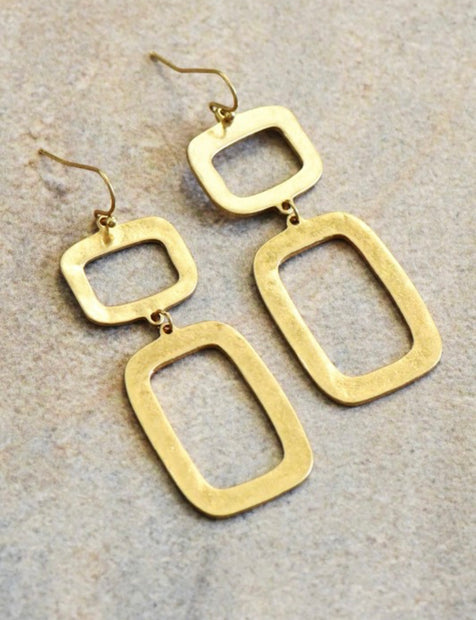 Hammered Metal Drop Earrings