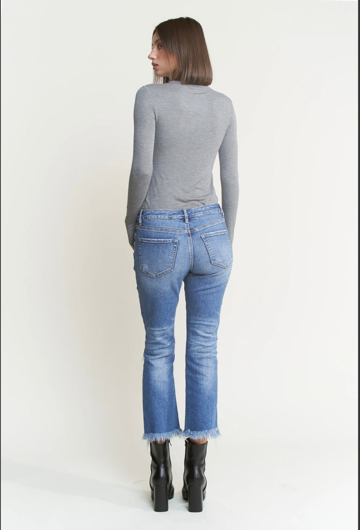 The Distressed Kick Flare Mica Denim