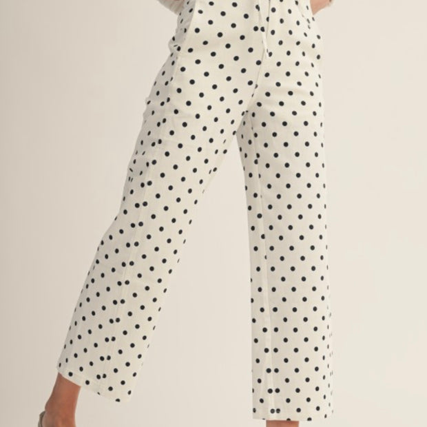 White Polka Dot Ankle Pants