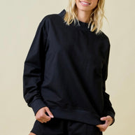Mock Neck Terry Sweatshirt with Oversized Neck Band