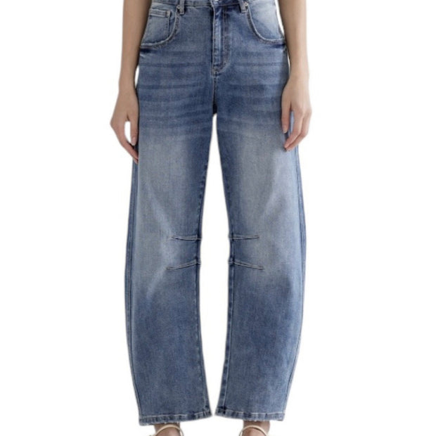 The Relaxed Barrel Leg Straight Jeans By Mica Denim