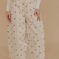 Oatmeal Brown Polka Dot Barrel Jean