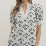 Midnight Bloom Sequin Embroidered Blouse