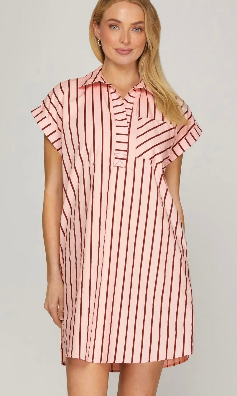 Blush and Bold Striped Dress
