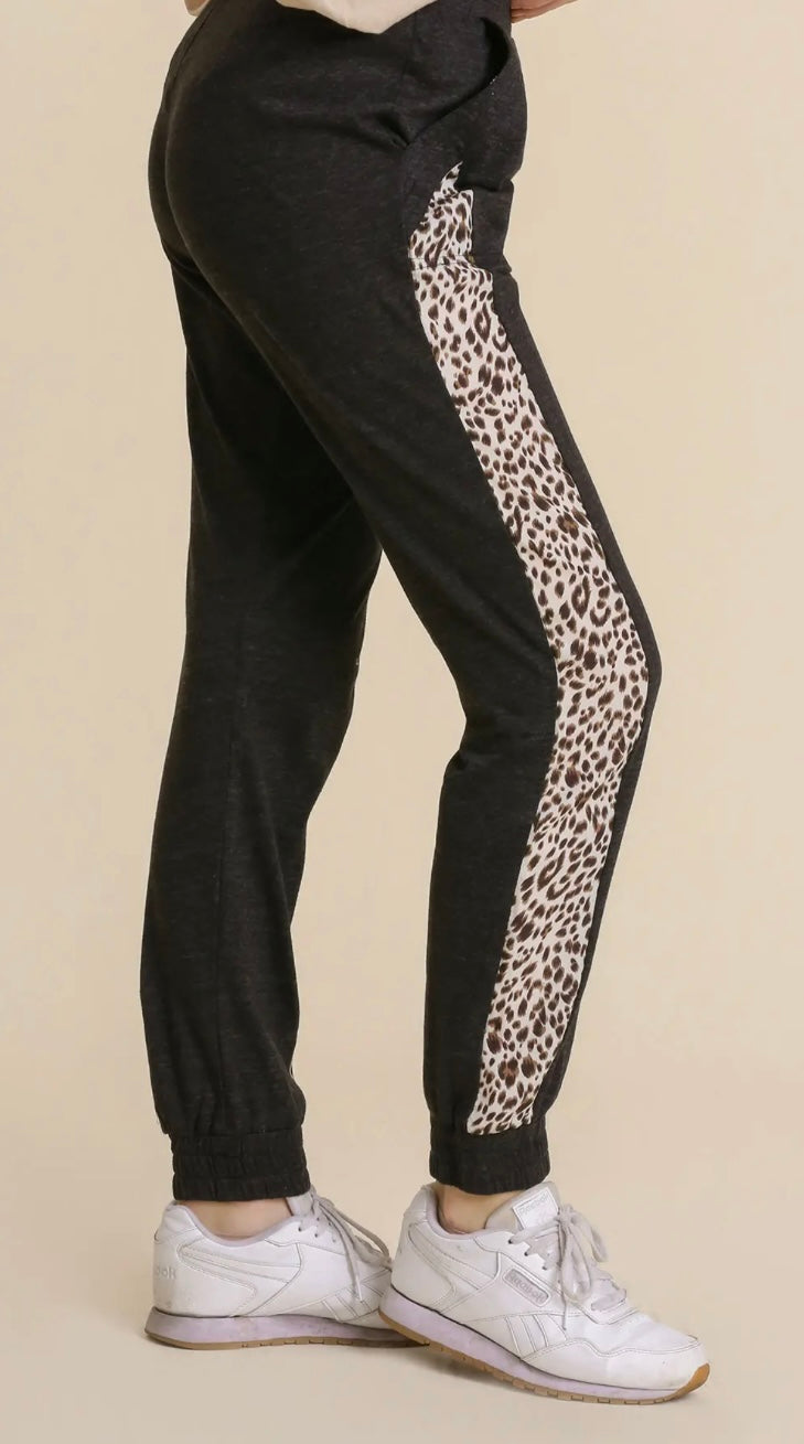 Black Leopard Joggers by Umgee