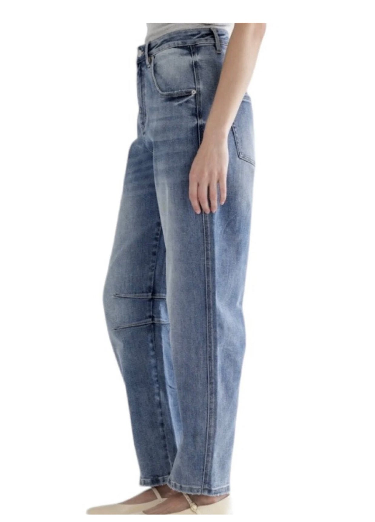 The Relaxed Barrel Leg Straight Jeans By Mica Denim
