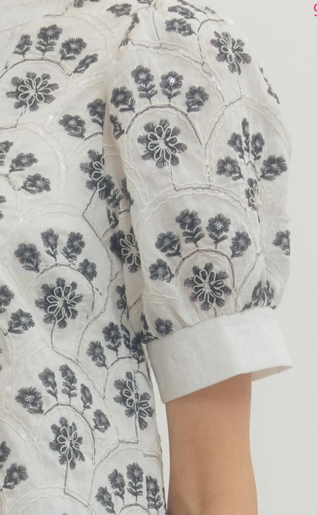 Midnight Bloom Sequin Embroidered Blouse