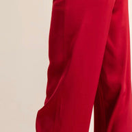 High Waisted Wide Leg Satin Red Pants
