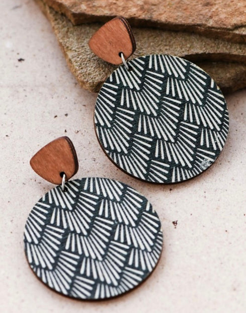 Boho Painted Wood Drop Earrings