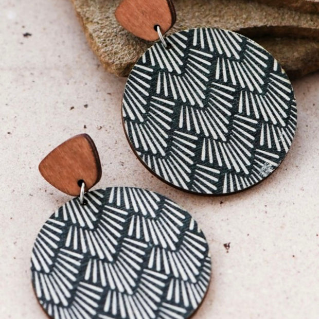 Boho Painted Wood Drop Earrings