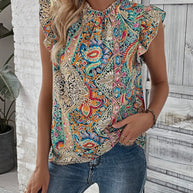 Ethnic Paisley Fly Sleeved Blouse