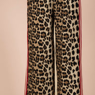 Leopard Side Striped Wide Leg Pants