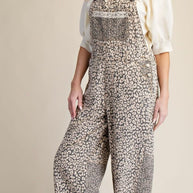 Wild Side Patchwork Leopard Wide Leg Overalls