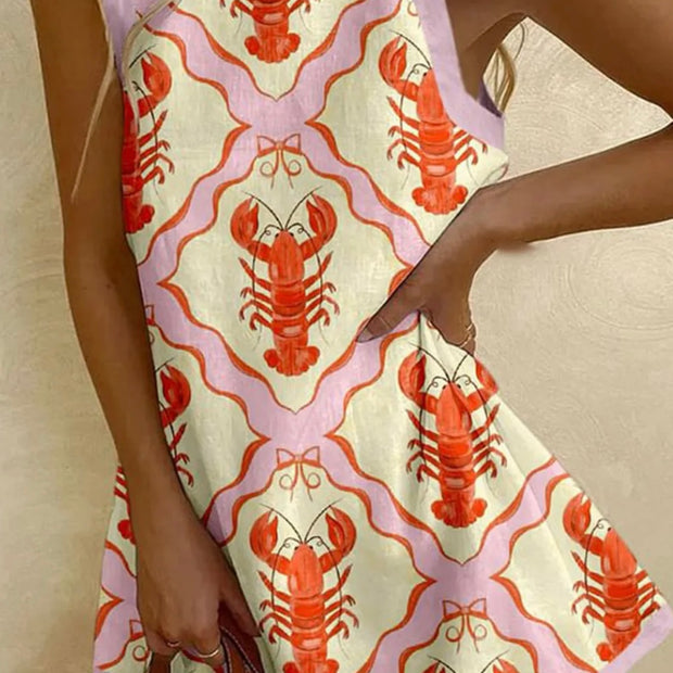 Unique Lobster Print Mini Dress