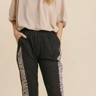 Black Leopard Joggers by Umgee