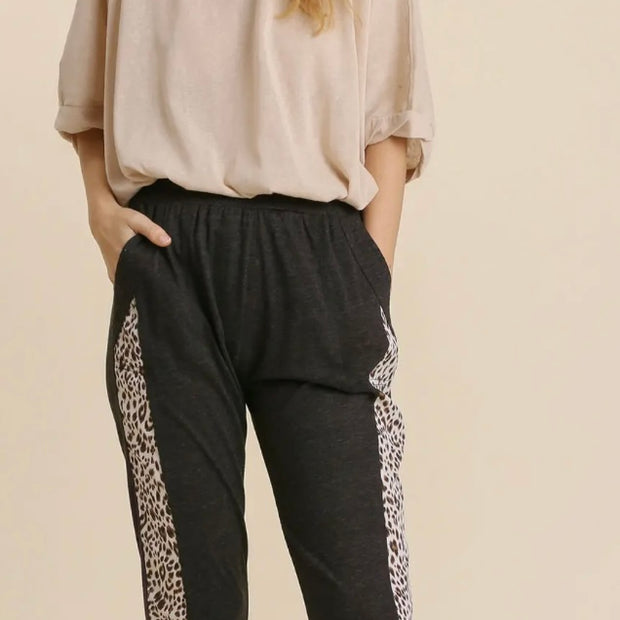 Black Leopard Joggers by Umgee