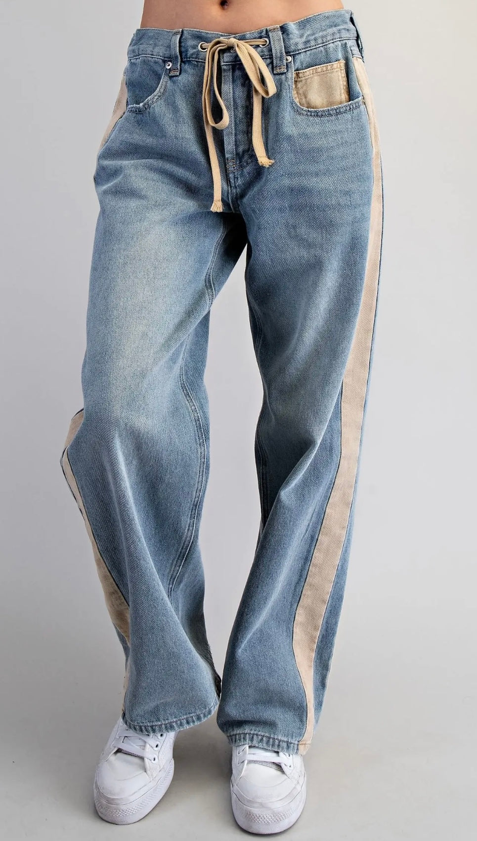 Tan Accented Jeans With Tie from Eesome