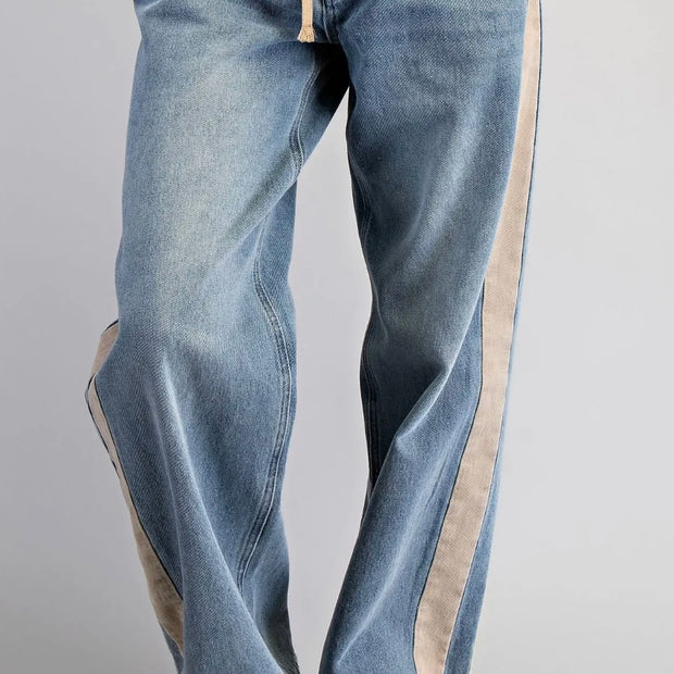 Tan Accented Jeans With Tie from Eesome