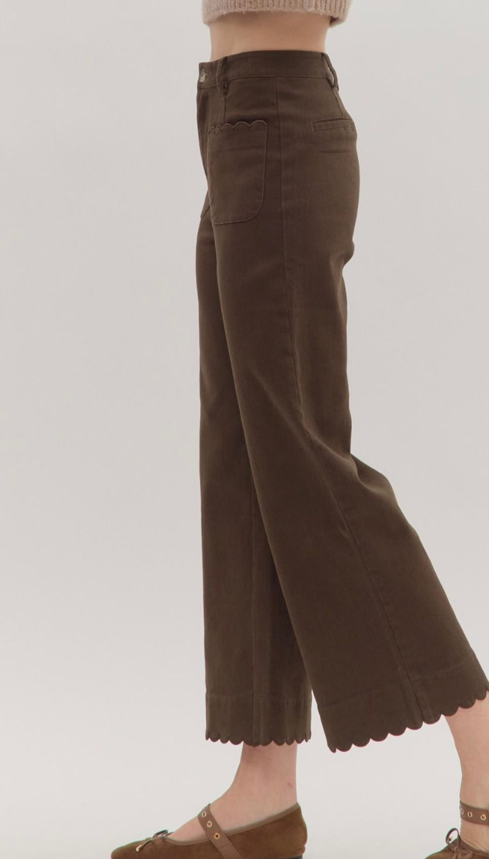 Scalloped Edge Wide Leg Pants