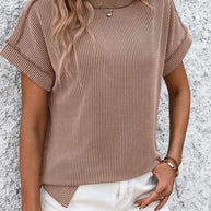 Crew Neck Ribbed Top